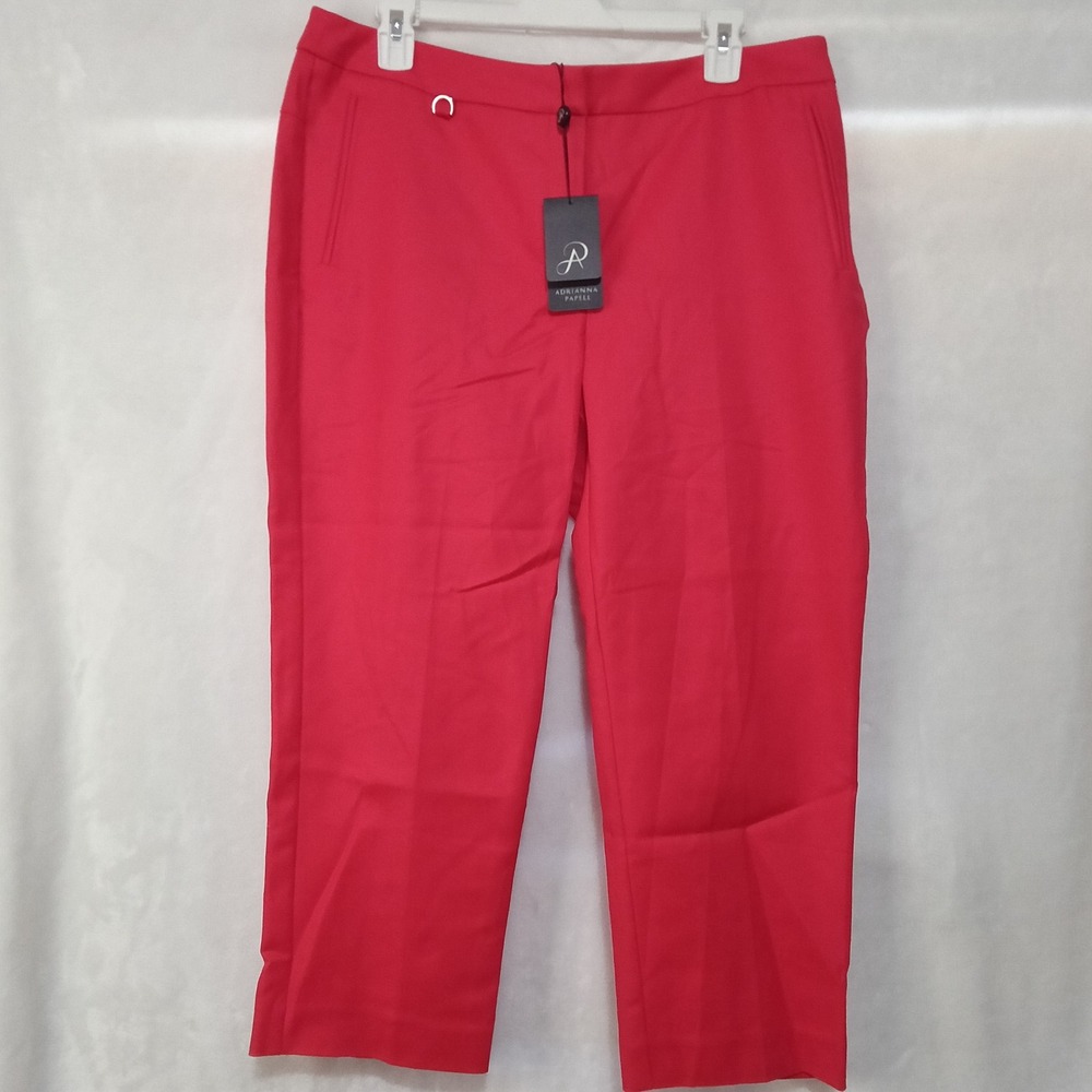 Adrianna Papell Womens Red Solid Capri Pants Size 12 NWT
